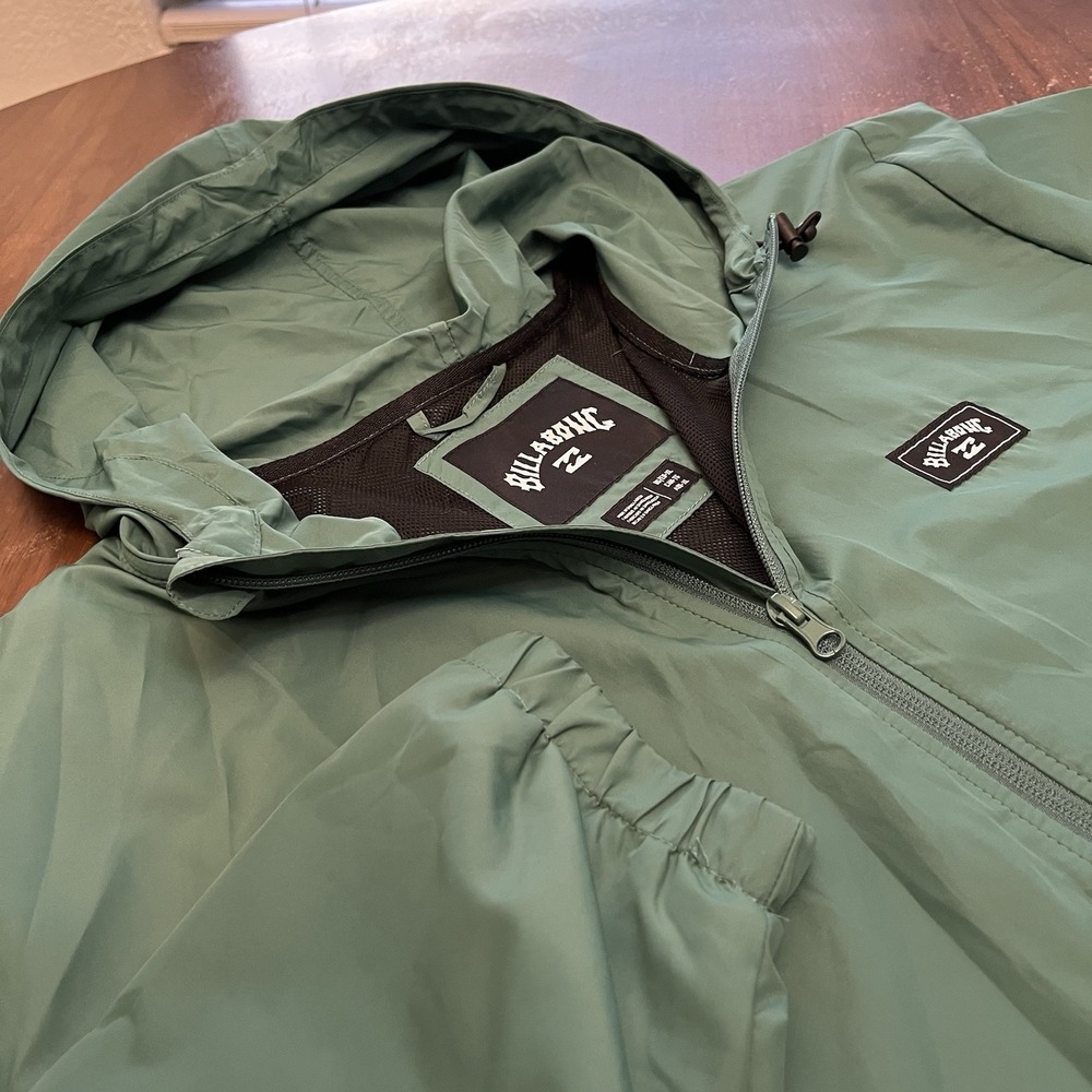 Billabong Indy Jacket Men's XL Hooded Mens Green Full Zip Windbreaker 24A1502401